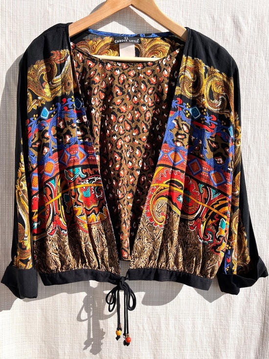 Carole Little Tops - Vintage 90s Whimsigoth Baroque Print Shirt Carole Little Romantic Art to Wear